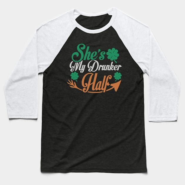 She's My Drunker Half Crop Baseball T-Shirt by Nandou